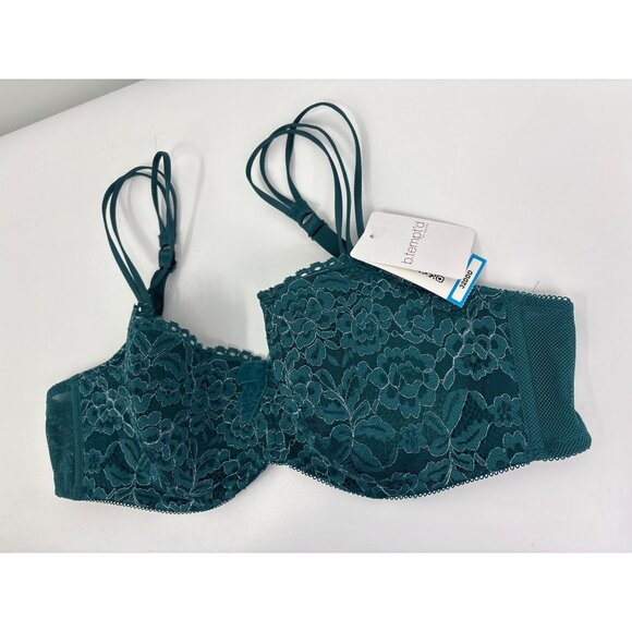 b.tempt'd  by Wacoal Ciao Bella Balconette Bra 953144 Lace Spruce 32DDD NEW - Picture 3 of 6